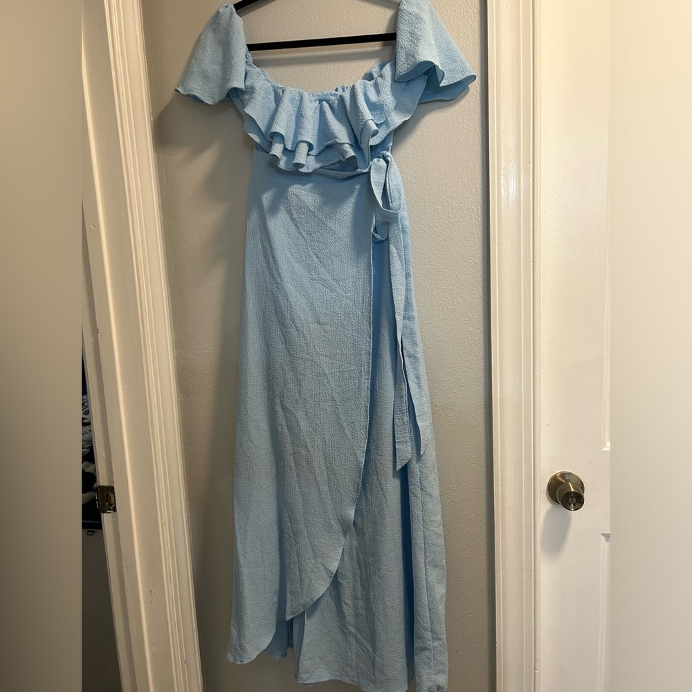 Fashion Nova Sky Blue Asymmetrical Dress